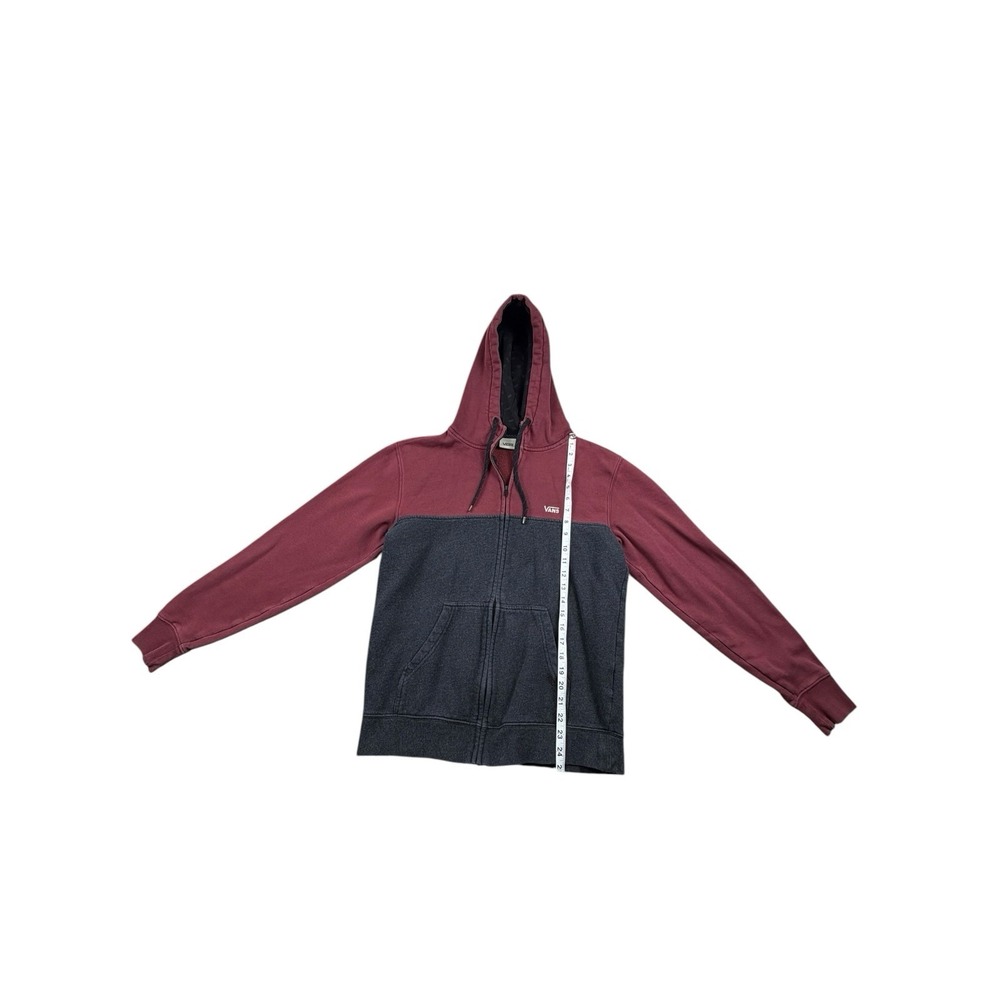 Vans Full Zip Hoodie Small Burgundy Gray Fleece Hooded Sweatshirt - Picture 6 of 7